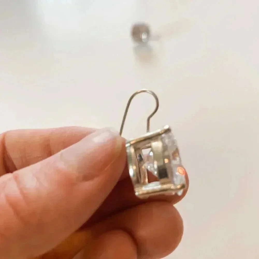 Big Bling Faux Diamond Earrings - Picture 5 of 12